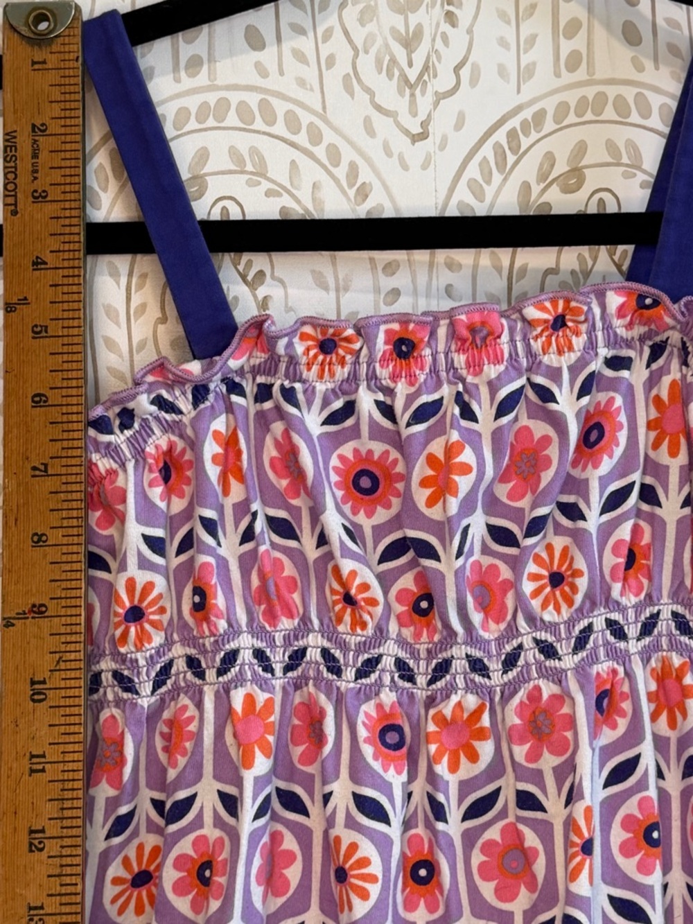 Hanna Andersson Girls Floral Dress Purple Pink Cotton Ruffle Hem Size 140 (10) - Picture 8 of 8